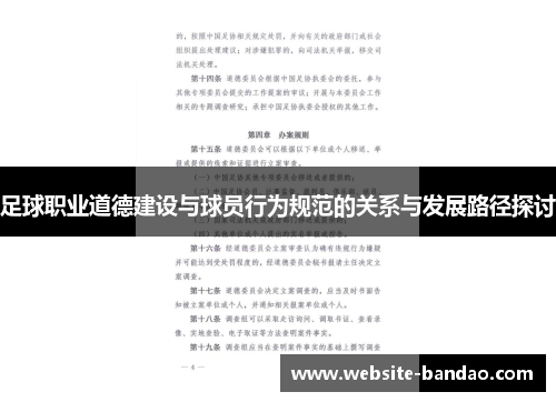 足球职业道德建设与球员行为规范的关系与发展路径探讨